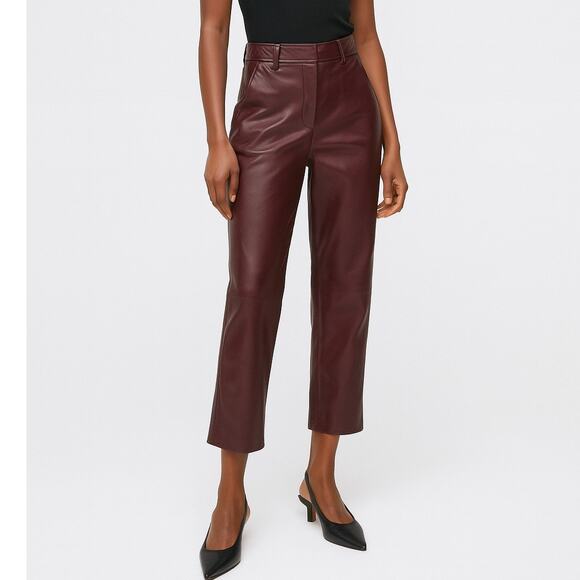 Aritzia Babaton Command Cropped Vegan Leather Pants Rich Maroon NWT - Picture 1 of 12